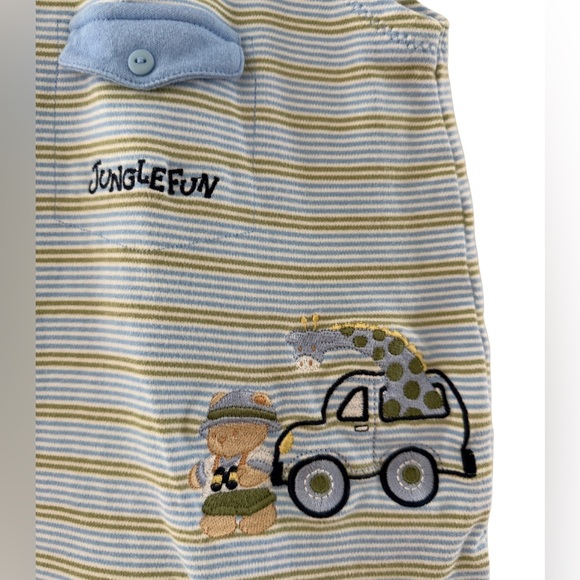 First Impressions Blue Striped Jungle Fun Teddy Bear Romper 6/9 Months - Picture 3 of 4